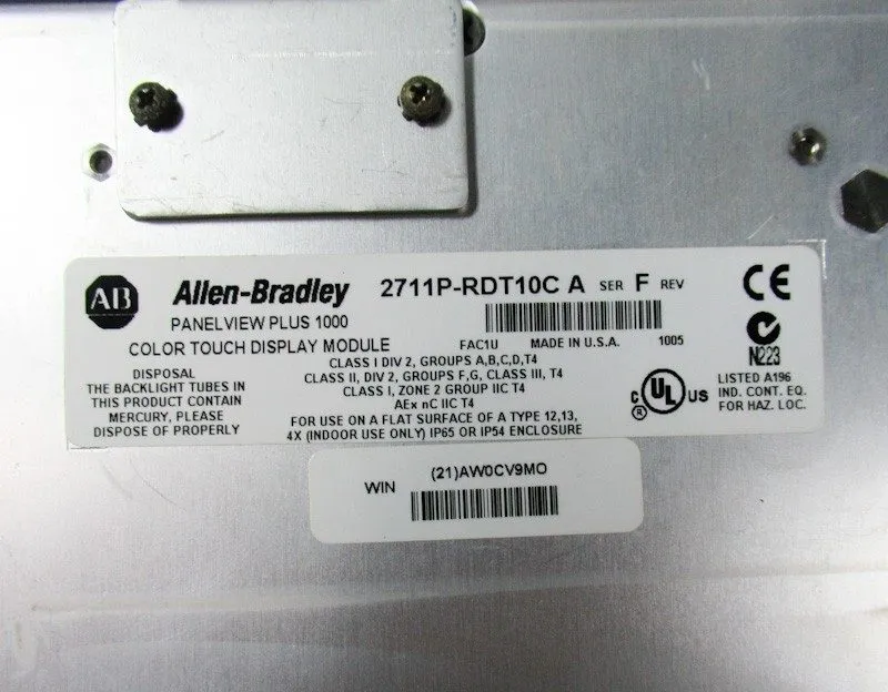 Панель оператора 2711P-RDT10C /B Allen Bradley Panelview Plus Display W17