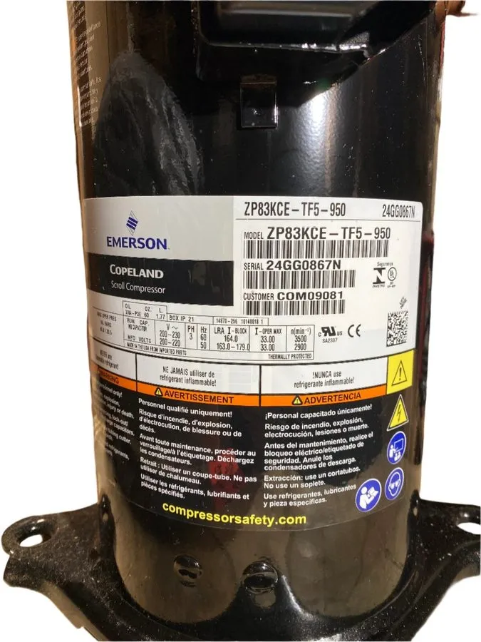 Компрессор Emerson Copeland ZP83KCE-TF5-950 Scroll Compressor