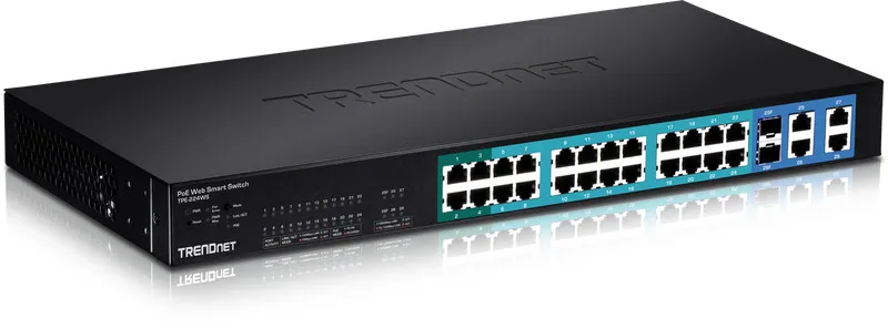 Коммутатор TRENDnet TPE-224WS 24-Port 10/100 Web Smart PoE+ Switch 193W SFP