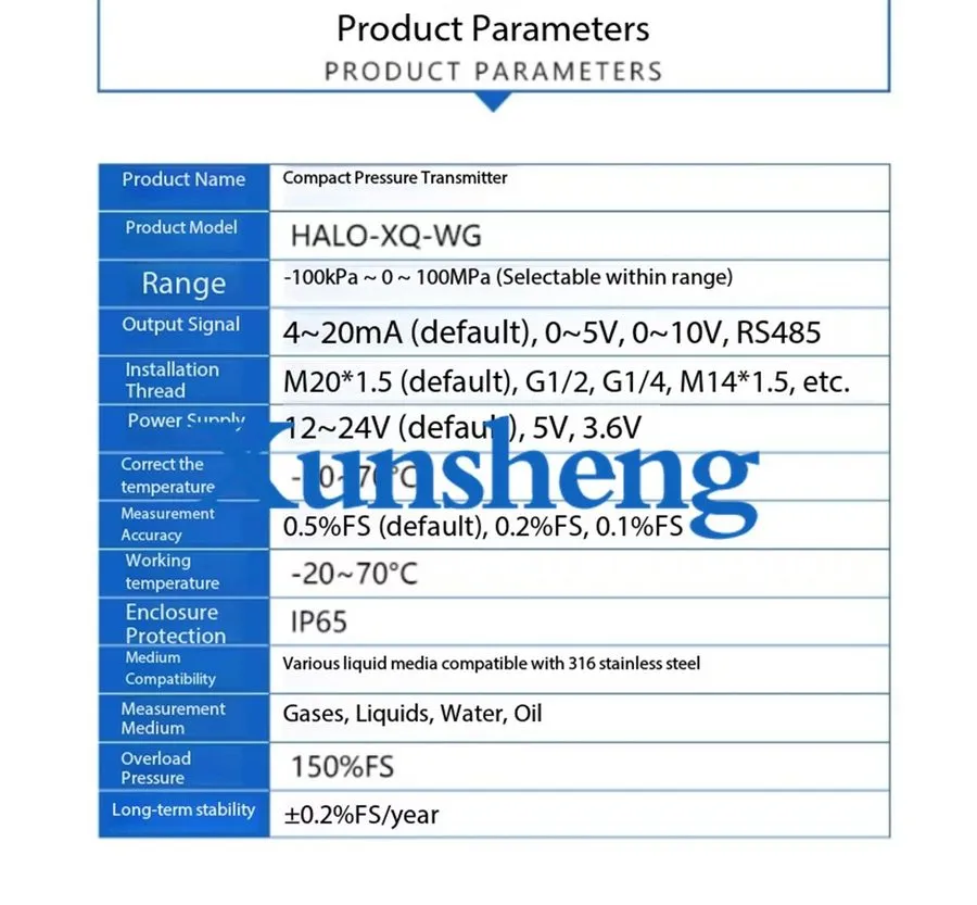 Датчик давления 1PC Diffusion silicon pressure transmitter sensors HALO-XQ-WG 0-