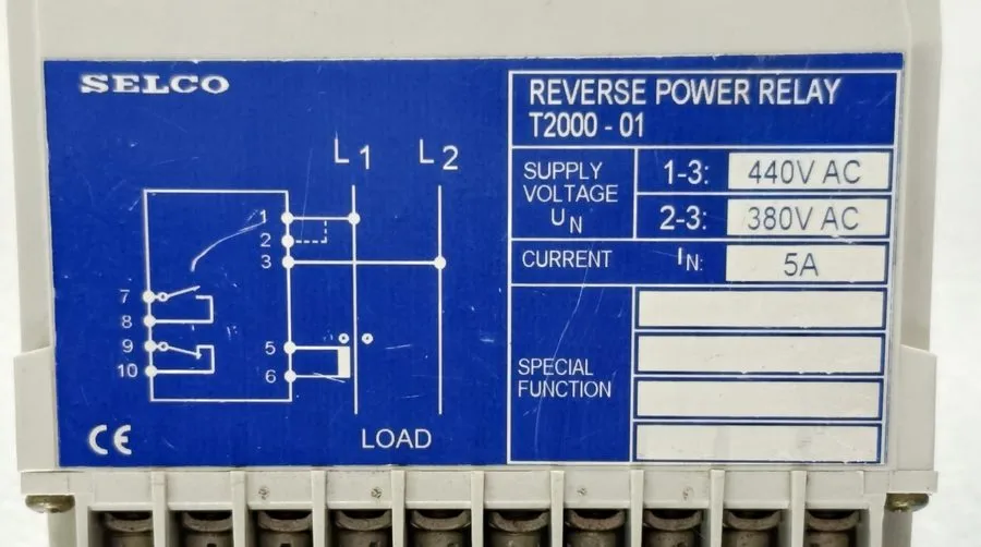 Реле SELCO T2000-01 REVERSE POWER RELAY 440V 380V 5A GENERATOR PROTECTION UNIT — фото лота 2