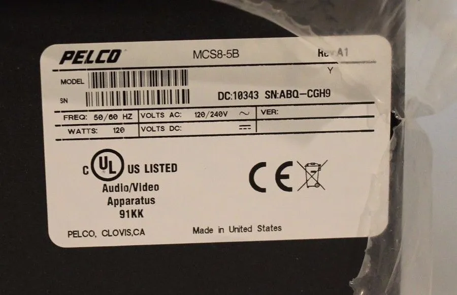 Блок питания Pelco MCS8-5B Master Camera Power Supply 5A 8 Outputs w/ Circuit Br — фото лота 1