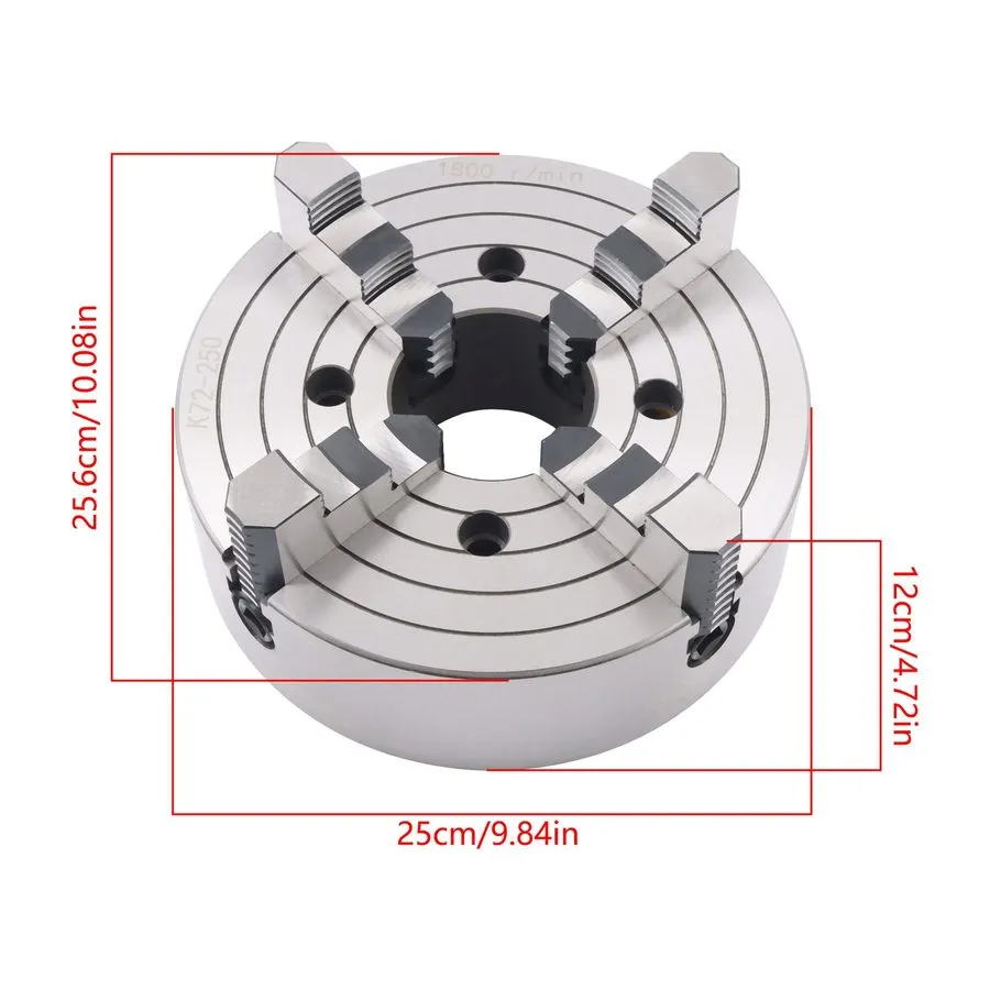 Режущий инструмент LABLT 10" K72-250 4-Jaw Lathe Chuck 0.6-9.84in Clamping Range