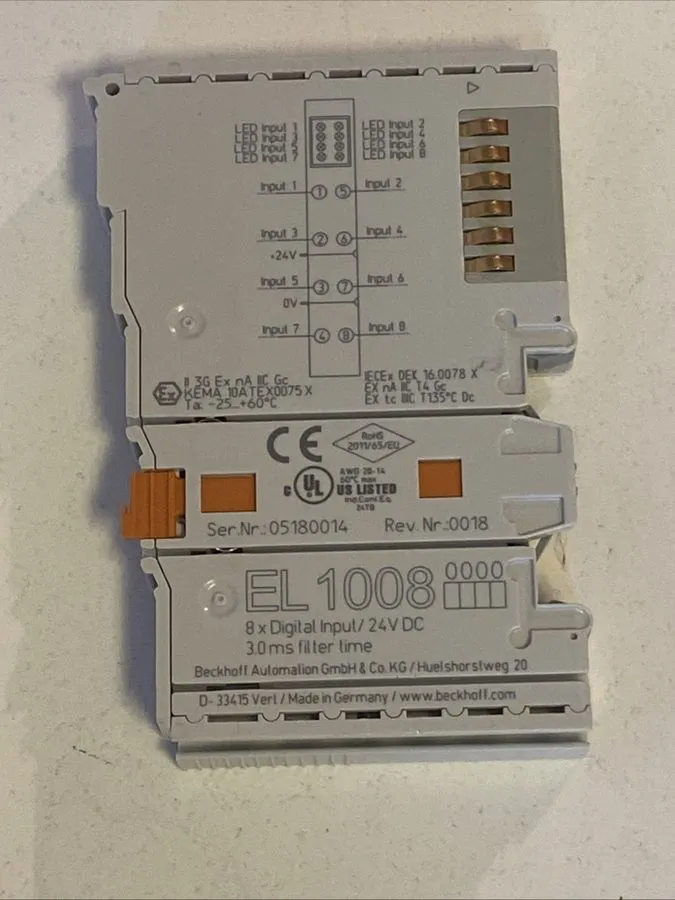 Модуль ввода-вывода Beckhoff EL1008 EtherCAT Terminal 8-Ch Digital Input 24VDC — фото лота 1