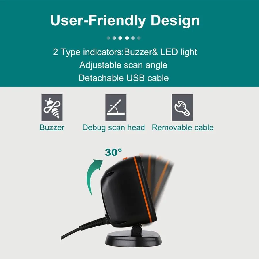 Сканер штрих-кода EYH2 Handheld USB 2D Barcode Scanner, Wired Automatic QR Code 