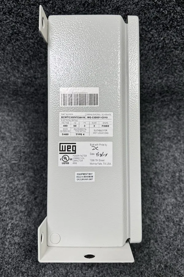Конденсатор WEG BCWTC300V53A4 Power Factor Correction Capacitor 3 kvar 480V AC N