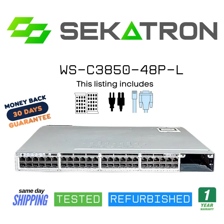 Коммутатор Cisco WS-C3850-48P-L 48 Port Gigabit PoE+ Switch w/ C3850-NM-2-10G