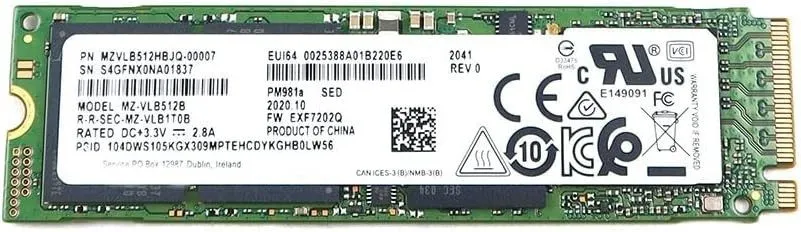 SSD-накопитель HP 512GB NVMe 2280 M.2 PCIe Gen3 x4 SSD Samsung PM981a MZ-VLB512B