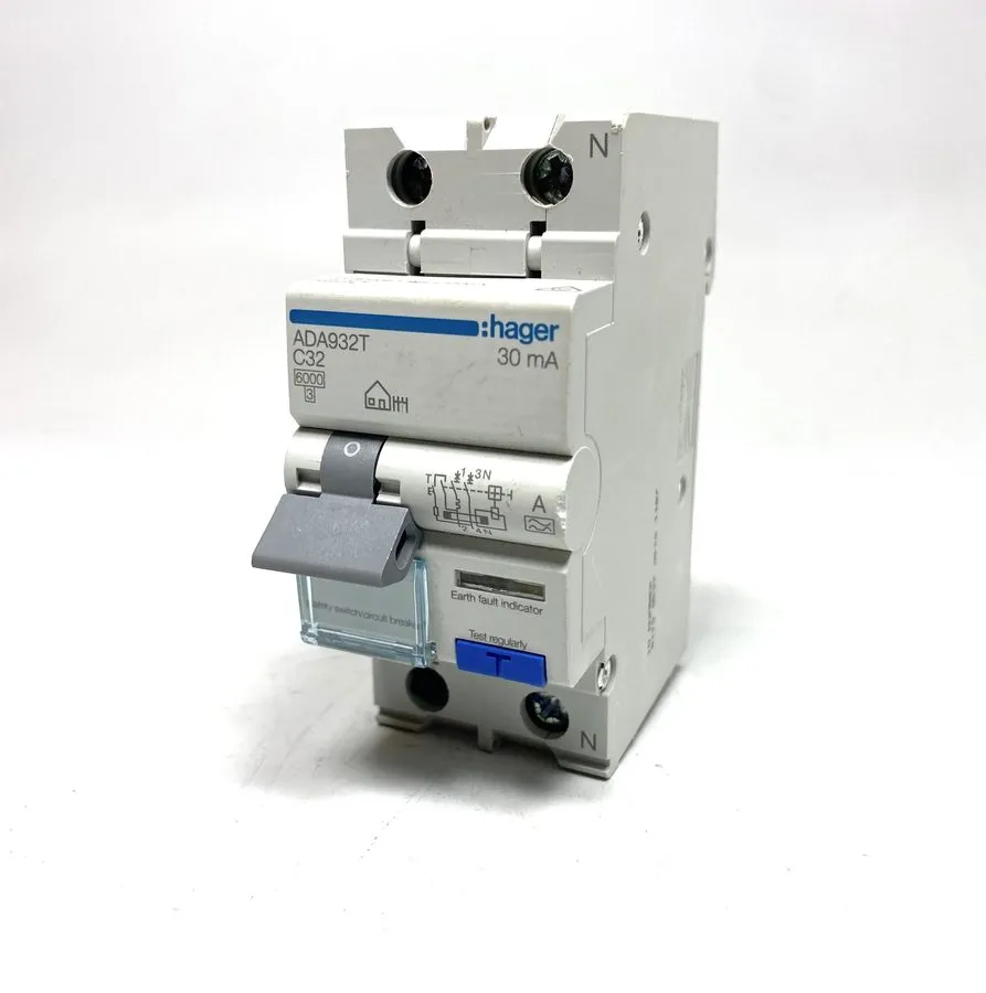 Автоматический выключатель Hager ADA932T, 2 Pole C32 Circuit Breaker Switch 30mA