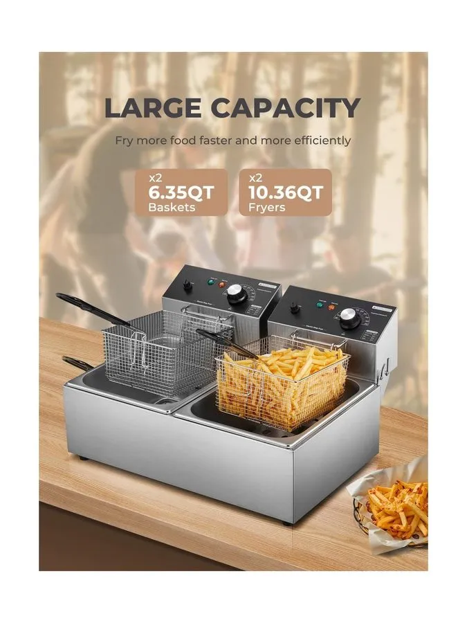Фритюрница Commercial Deep Fryer with Basket, 3400W 20.7QT/19.6L Electric Deep F