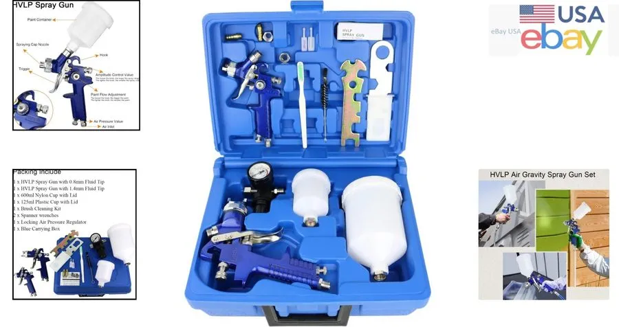 Трубопроводная арматура 2-Spray Gun Set with Locking Air Pressure Regulator and — фото лота 1