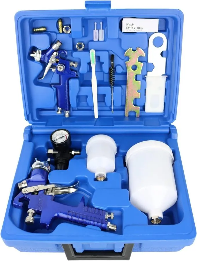 Трубопроводная арматура 2-Spray Gun Set with Locking Air Pressure Regulator and — фото лота 2