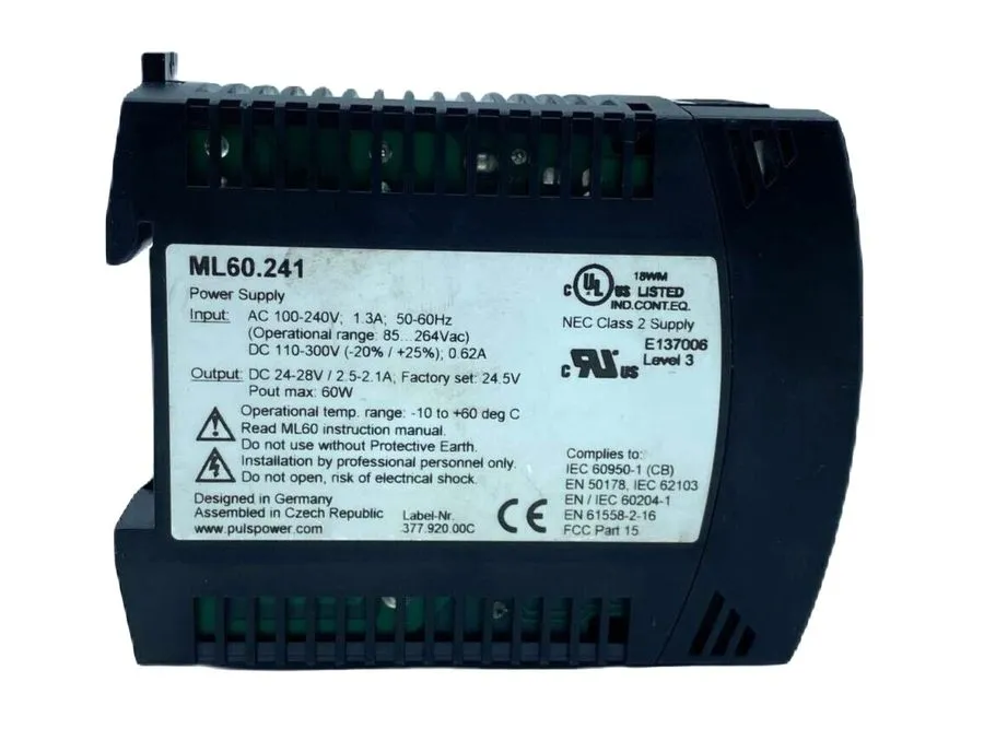 Блок питания Puls Ml60.241 Dc Power Supply, 100/240V Ac, 24/28V Dc, 60 W, 2.5 A,