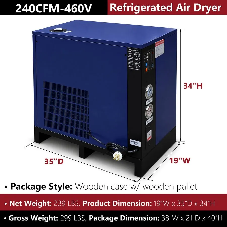 Компрессор 240CFM 3PHASE 460V Refrigerated Air Dryer для 50HP-460V Rotary Air Co — фото лота 2