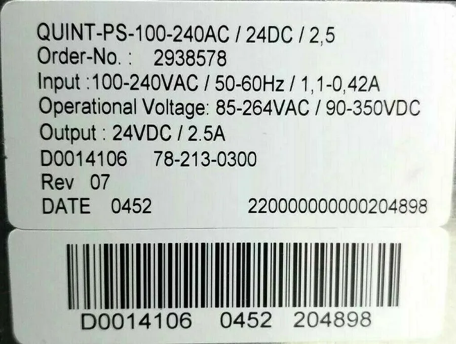 Блок питания PHOENIX CONTACT POWER SUPPLY QUINT-PS-100-240AC/24DC/2,5 / 2938578