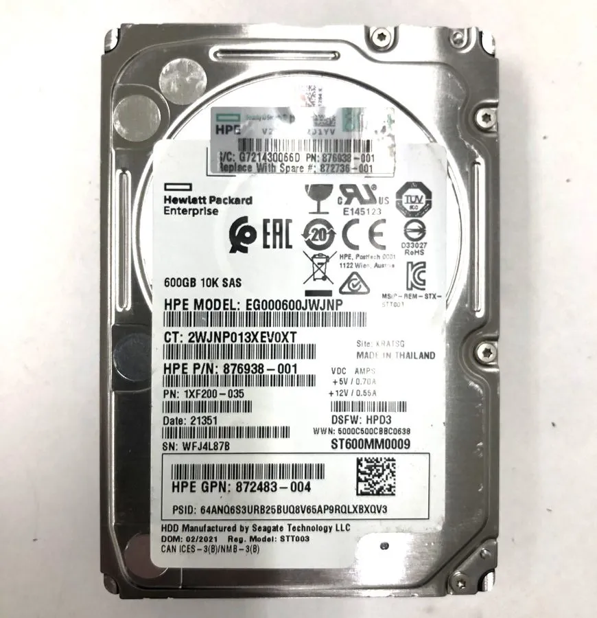Жёсткий диск EG000600JWJNP HPE 600GB SAS 12G 10K SFF BC MV HDD — фото лота 1