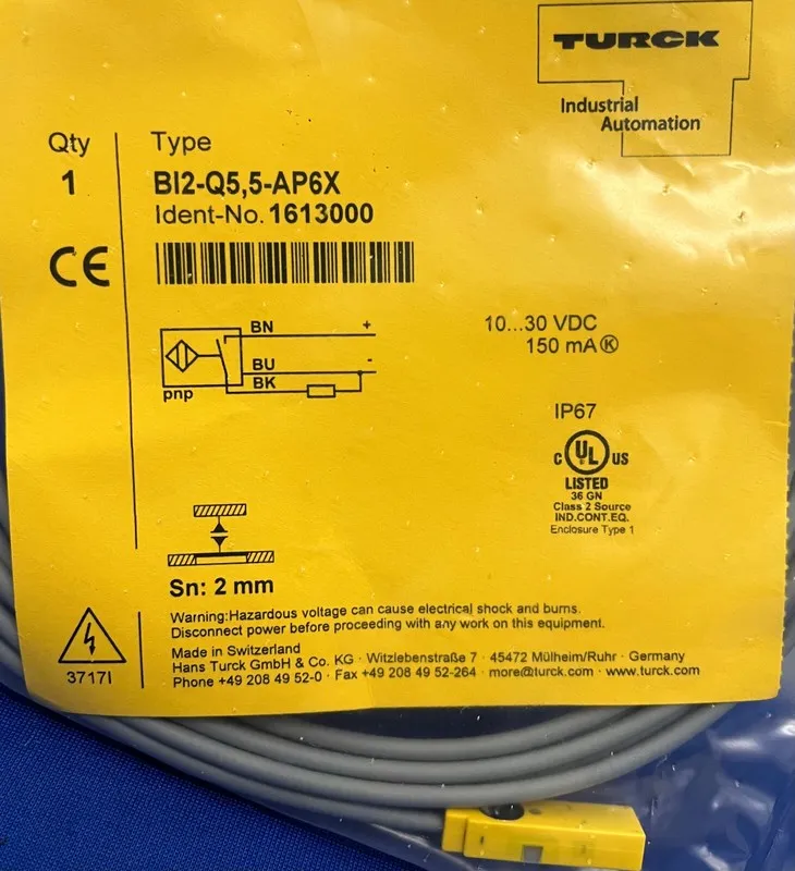 Датчик приближения TURCK BI2-2Q5,5-AP6X 2mm RANGE PROXIMITY SENSOR SWITCH IDENT- — фото лота 1