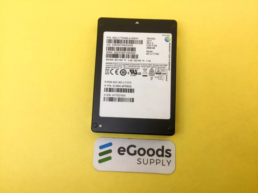 SSD-накопитель Samsung PM1643 Series 7.68TB SSD 2.5" SAS 12Gb/s MZ-ILT7T60 MZILT