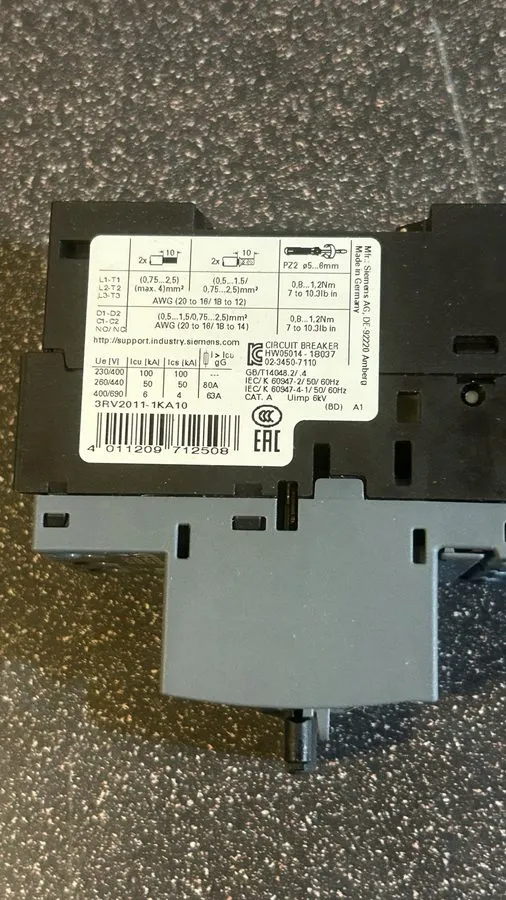 Автоматический выключатель Siemens SIRIUS 3RV2011-1KA10 Motor Protection Circuit — фото лота 1