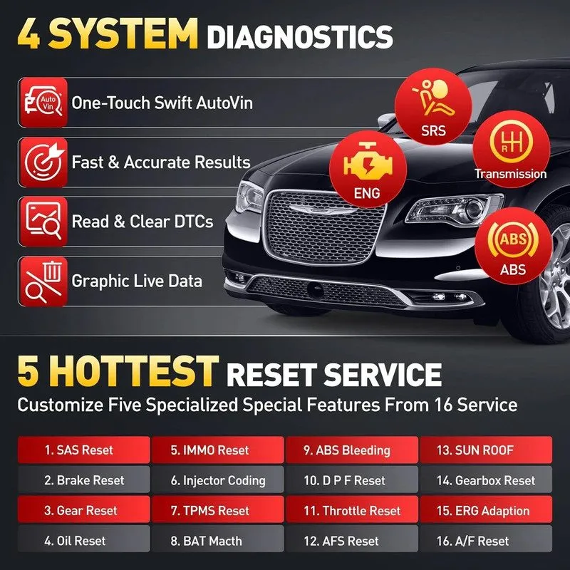 Диагностический сканер LAUNCH CRE205 OBD2 Scanner Engine ABS SRS Code er Oil Res — фото лота 1