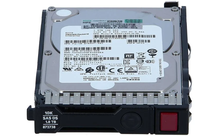Жёсткий диск HPE 872481-B21 872738-001 1.8TB SAS 10K RPM 12Gb 2.5" SFF 512E HDD  — фото лота 1