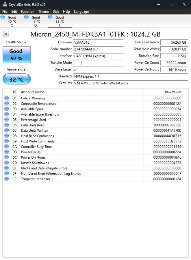 SSD-накопитель Micron 2280mm 2450 1TB M.2 NVMe Gen 4.0 x 4 SSD MTFDKBA1T0TFK — фото лота 1