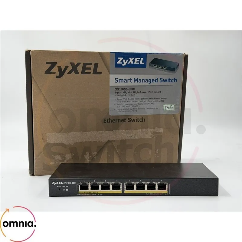 Коммутатор ZyXEL GS1900-8HP Fanless 8-Port GbE 70w PoE+ L2 Web Managed Desktop S