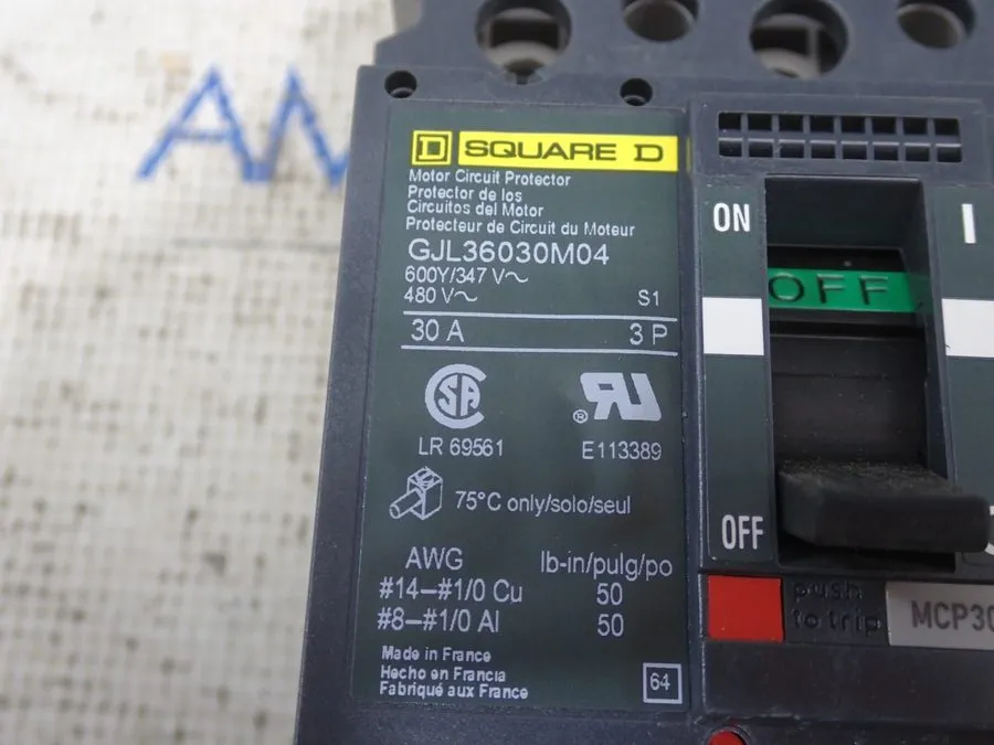 Автоматический выключатель Square D GJL36030M04 3P 480V 30A PowerPact Mag-Gard C