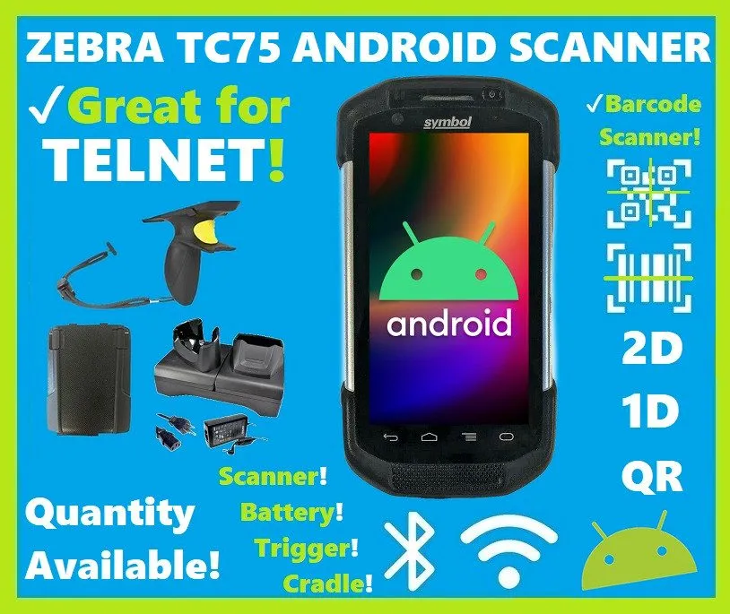 Сканер штрих-кода ✅Zebra TC75 Wireless Barcode Scanner 1D/2D/QR Android, Cradle+