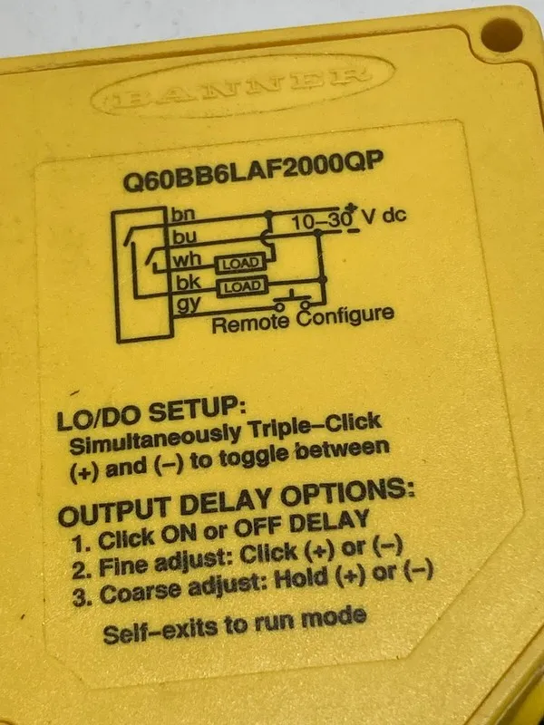 Фотоэлектрический датчик BANNER Q60BB6LAF2000QP PHOTOELECTRIC LASER SENSOR 10-30