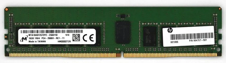 Модуль памяти Micron 16GB DDR4 ECC RDIMM PC4-2666V 1Rx4 MTA18ASF2G72PZ-2G6D1 Ser
