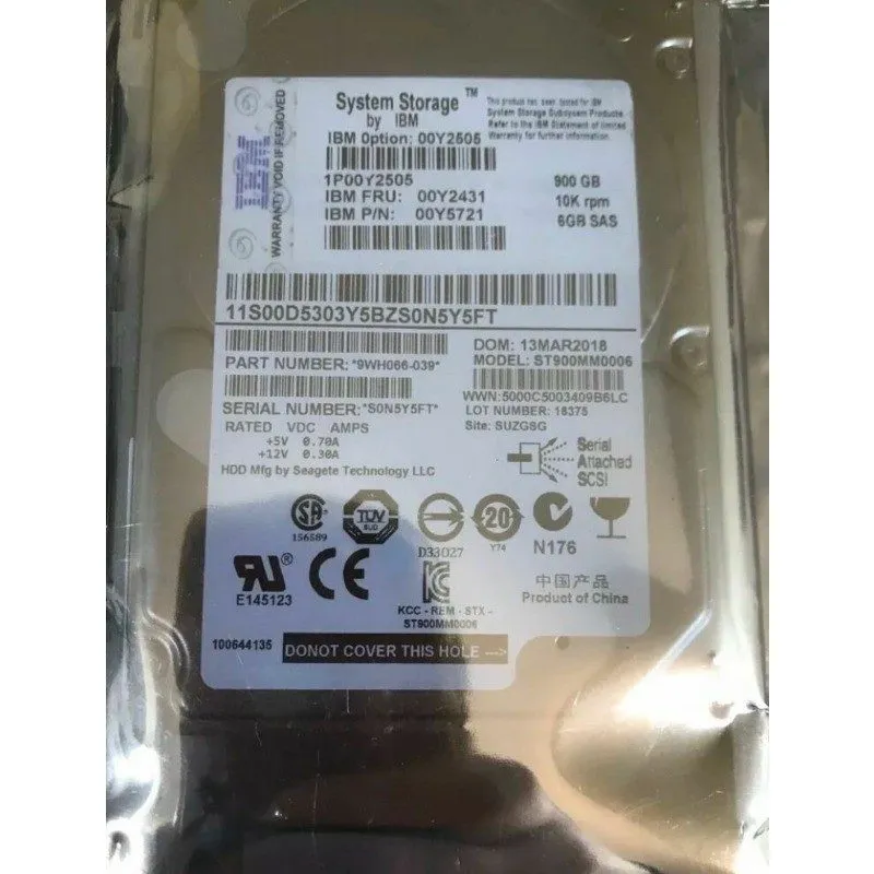 Жёсткий диск IBM 00Y5721 900GB 10K 00Y2505 00Y2431 6G 2.5 " SAS Hard Drive HDD