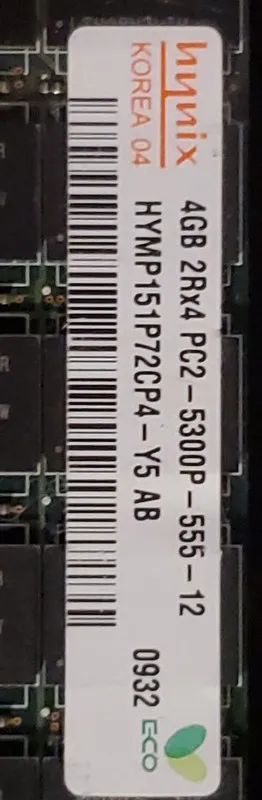 Модуль памяти 1 HYNIX 4GB 2Rx4 PC2-5300P-555-12 1gb stick