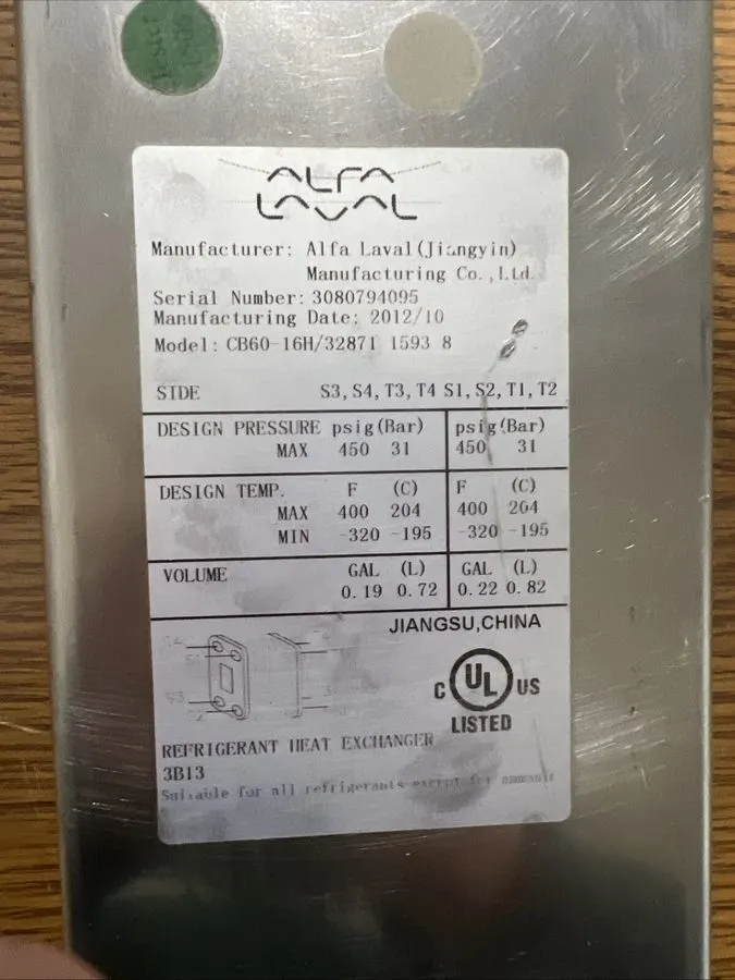 Климатическое оборудование Alfa Laval CB60-16H Brazed Plate Heat Exchanger PRE O — фото лота 2