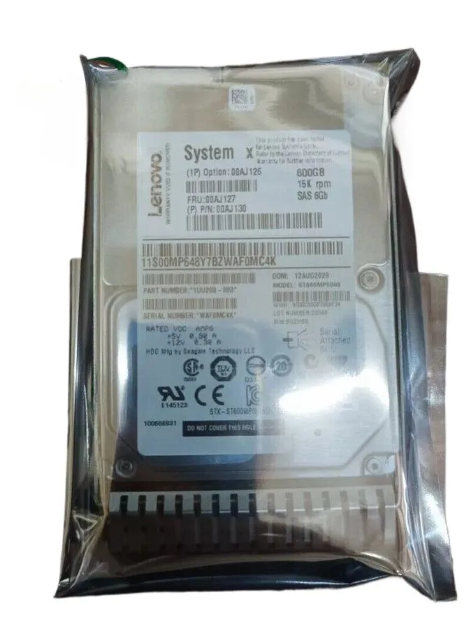 Жёсткий диск Lenovo 00AJ126 00AJ127 600GB 15K 12G 2.5" SAS G3HS X3650 M5 Hard Dr