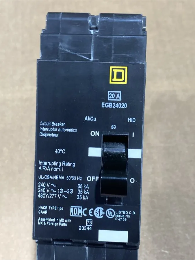 Автоматический выключатель Square D EGB24020 Bolt-On Circuit Breaker 2P 20A 480V