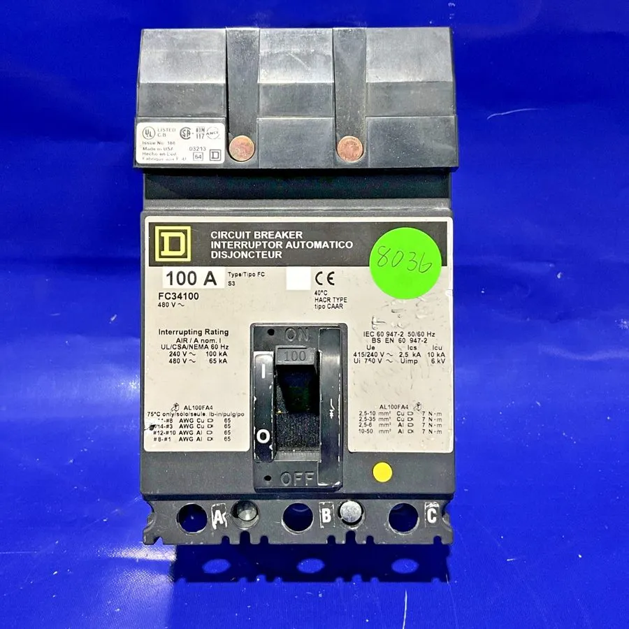 Автоматический выключатель Square D FC34100 circuit breaker Iline 3pole 100 amp 