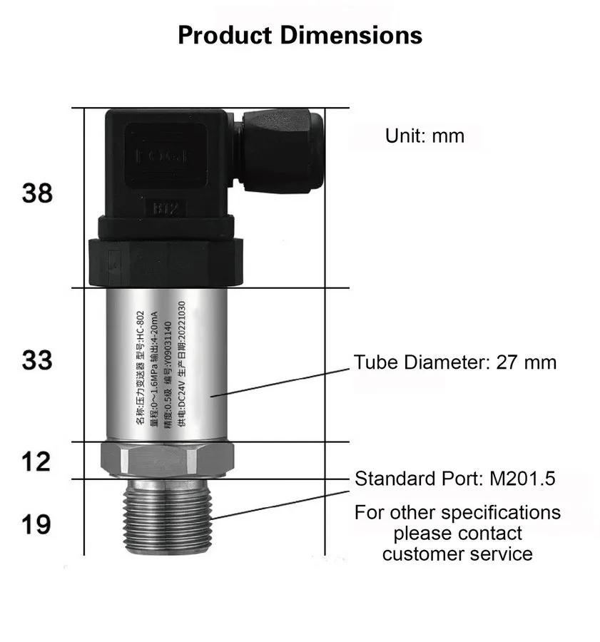 Датчик давления Digital Pressure Transmitter HTP-400 RS485 Modbus RTU 4-20mA Oil — фото лота 2