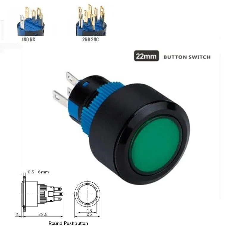 Кнопка управления 22mm 1NO 1NC/2NO 2NC 250V LED illuminated Round Plastic push b