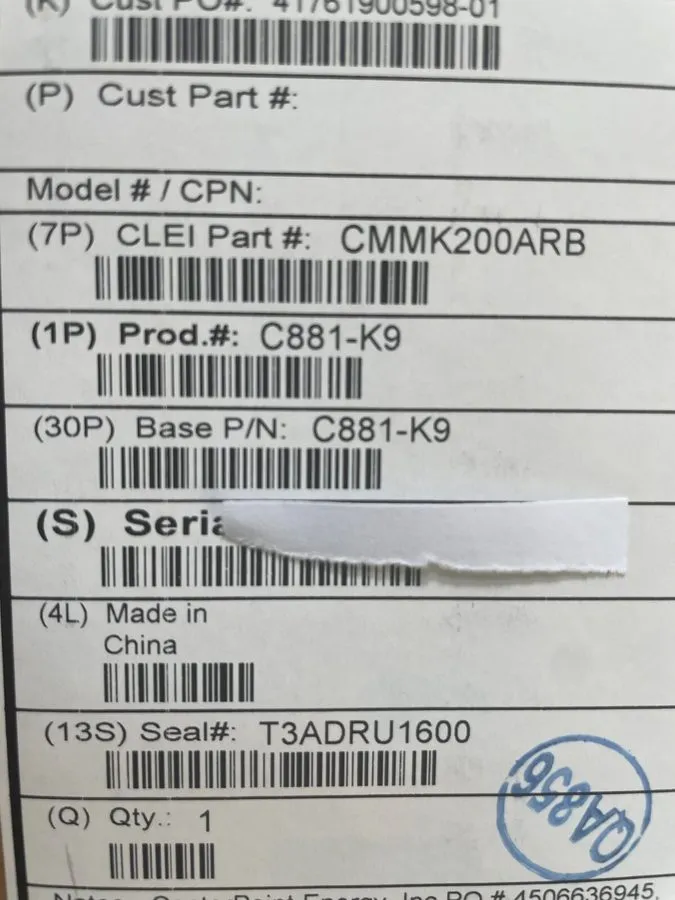 Маршрутизатор Cisco 881 C881-K9 Router with 800G2-POE-2 PoE and PWR-66W-AC PWR S