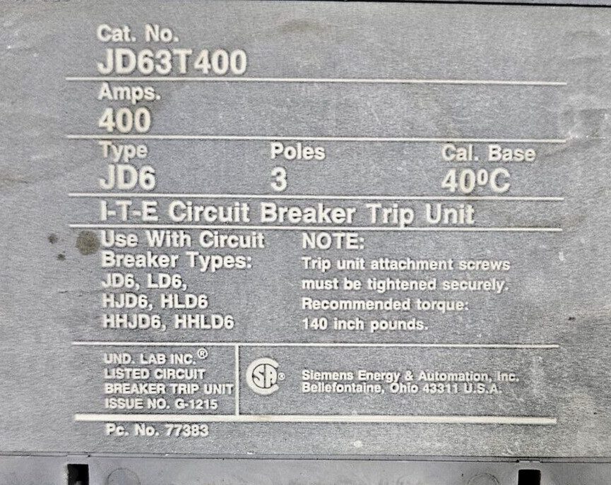Автоматический выключатель JD63T400