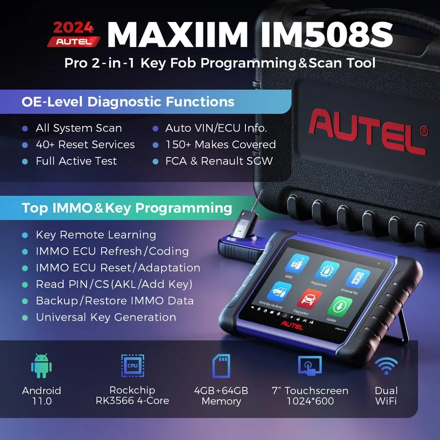 Диагностический сканер 2026 Autel MaxiIM IM508S IMMO Key Programming Tool All Sy — фото лота 1