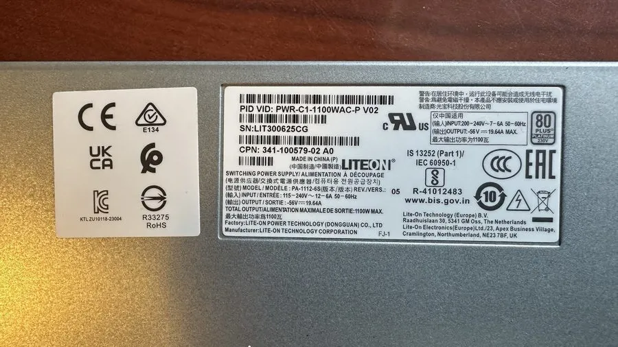 Коммутатор Cisco Catalyst PWR-C1-1100WAC-P= 1100W AC Power Supply LiteON PA-1112