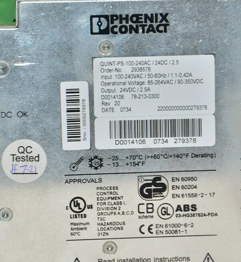 Блок питания Phoenix Power Supply QUINT-PS-100-240AC/24DC/2.5 2938578 OK