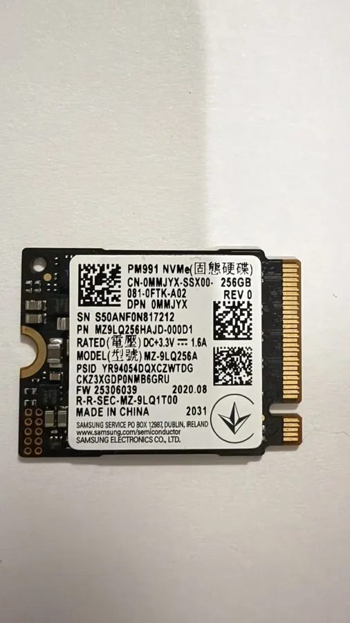 SSD-накопитель SAMSUNG PM991 256GB SSD M.2 2230 PCIE 3.0 X4 NVME SSD BLACK — фото лота 1
