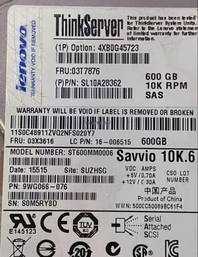Сервер Lenovo 03T7876 03X3616 4XB0G45723 600GB ThinkServer SAS 10K 2.5'' Hot Swa