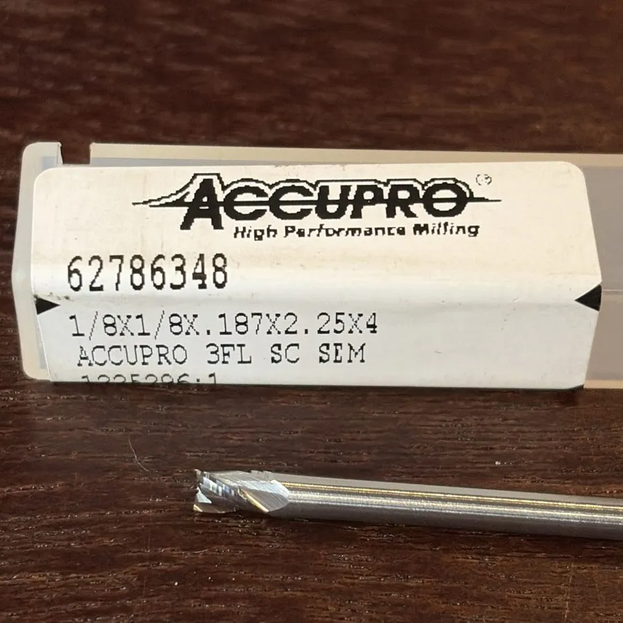 Режущий инструмент Accupro 62786348 Solid Carbide Square End Mill 1/8" Dia 3 Flu — фото лота 1