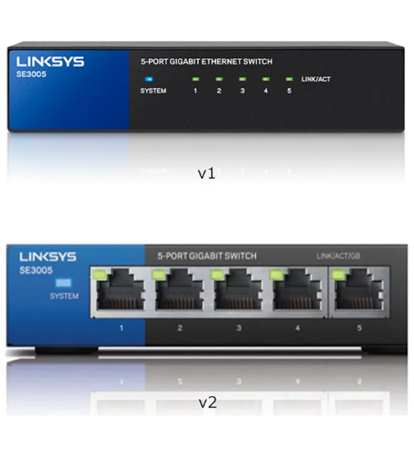 Коммутатор Linksys 5-Port Gigabit Ethernet Switch Black/Blue SE3005v2 VG