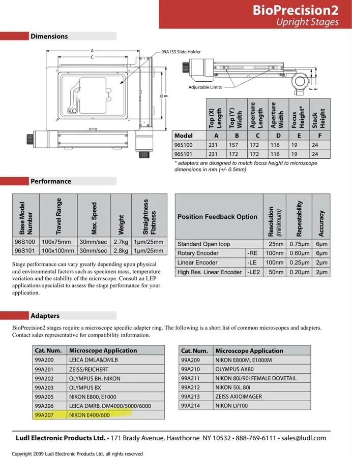 Микроскоп LEP LUDL BioPrecision 2 Motorized XY Stage 96S100 Nikon Eclipse Micros — фото лота 2