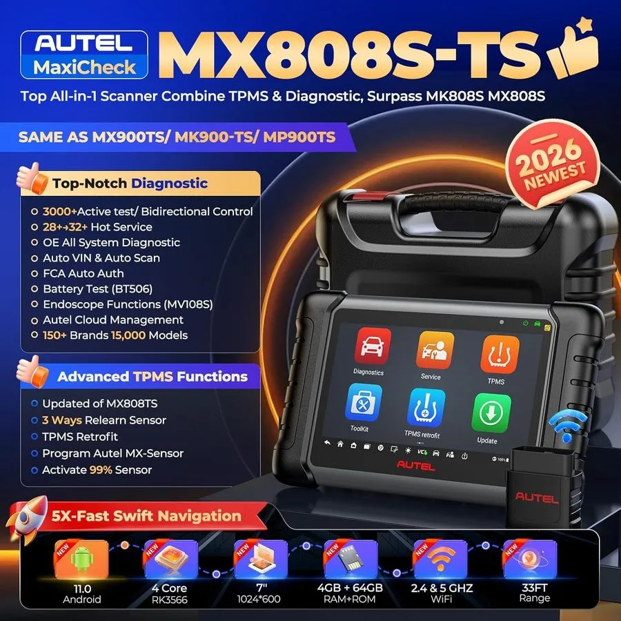 Диагностический сканер Autel MaxiCheck MX808TS MK808TS TPMS Relearn Programming — фото лота 1
